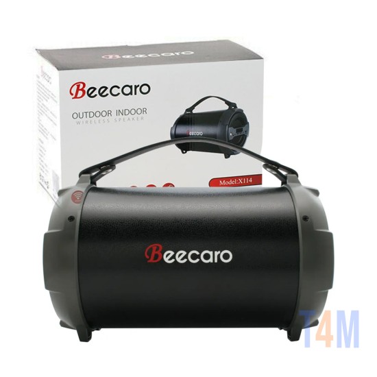 Beecaro Wireless Speaker X114 FM/Audio/USB 1500mAh Black